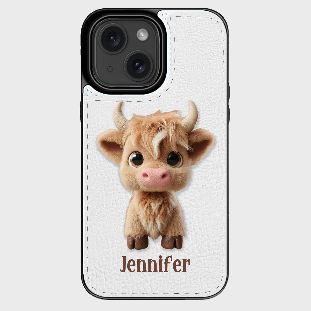 Niedliche Hochlandkuh – Personalisierte, faltbare Handyhülle mit Hochlandkuhmotiv