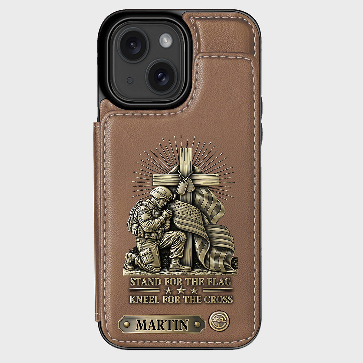 Kneel For The Cross - Personalized Veteran Wallet Phone Case