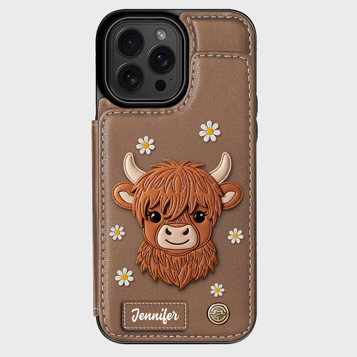 Adorable Highland Cow - Personalized Highland Cow Wallet Phone Case