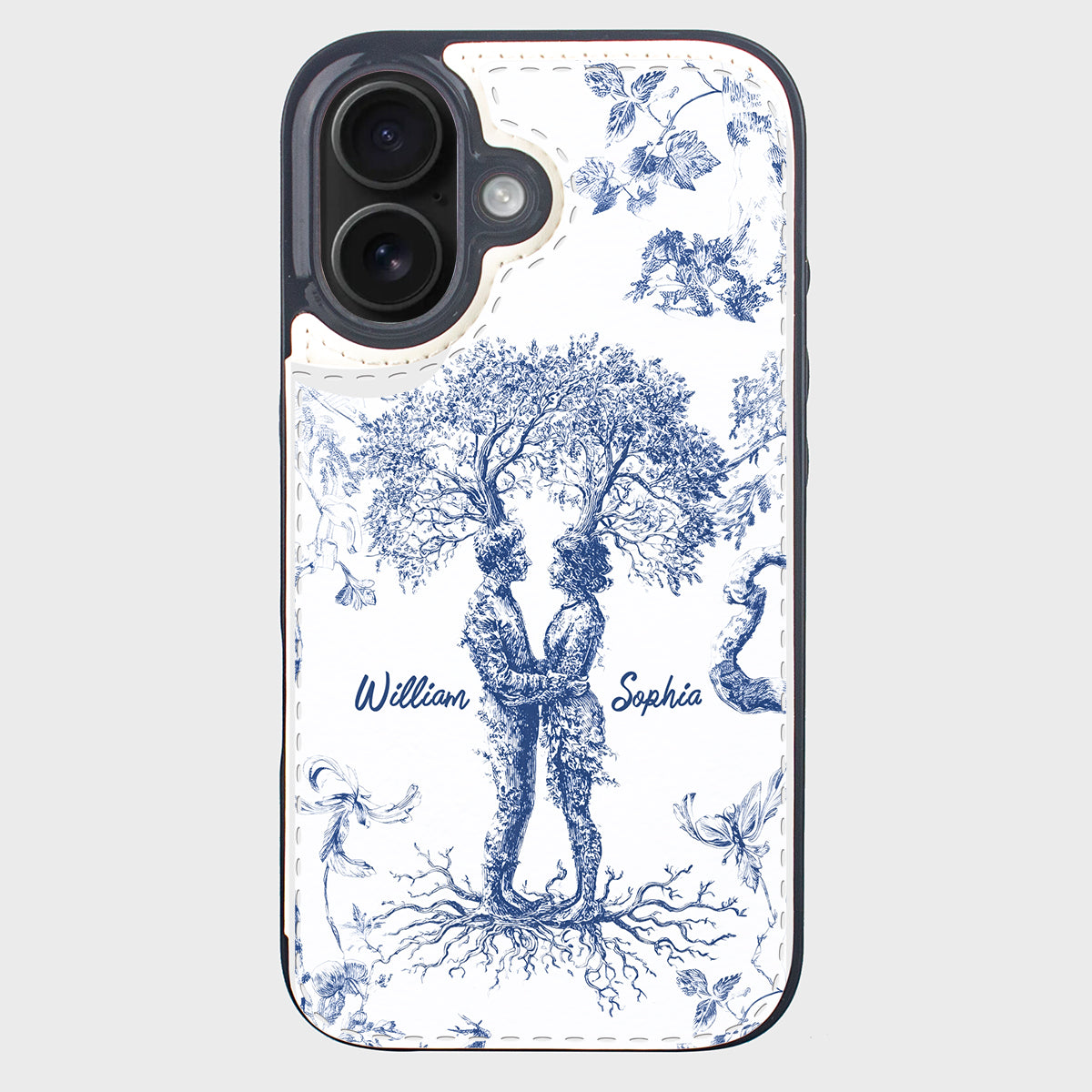 Jahrestagsgeschenk im Toile-de-Jouy-Stil: „Du & Ich, wir schaffen das“ – Personalisierte, faltbare Handyhülle für Paare