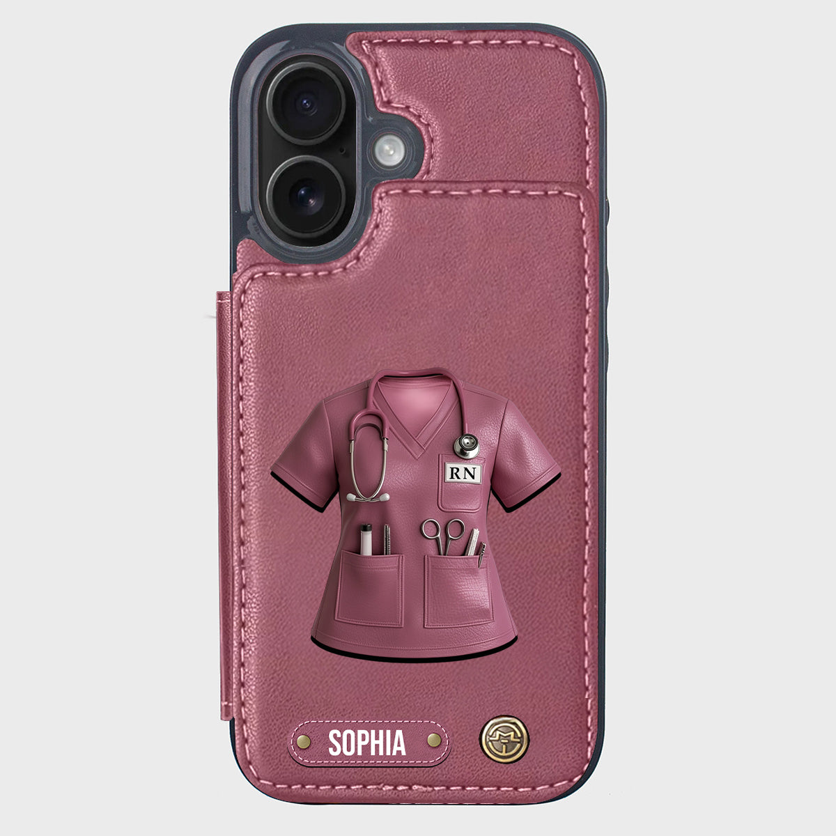 Stolze Krankenschwester – Personalisierte Handyhülle mit Brieftaschenfunktion für Krankenschwestern