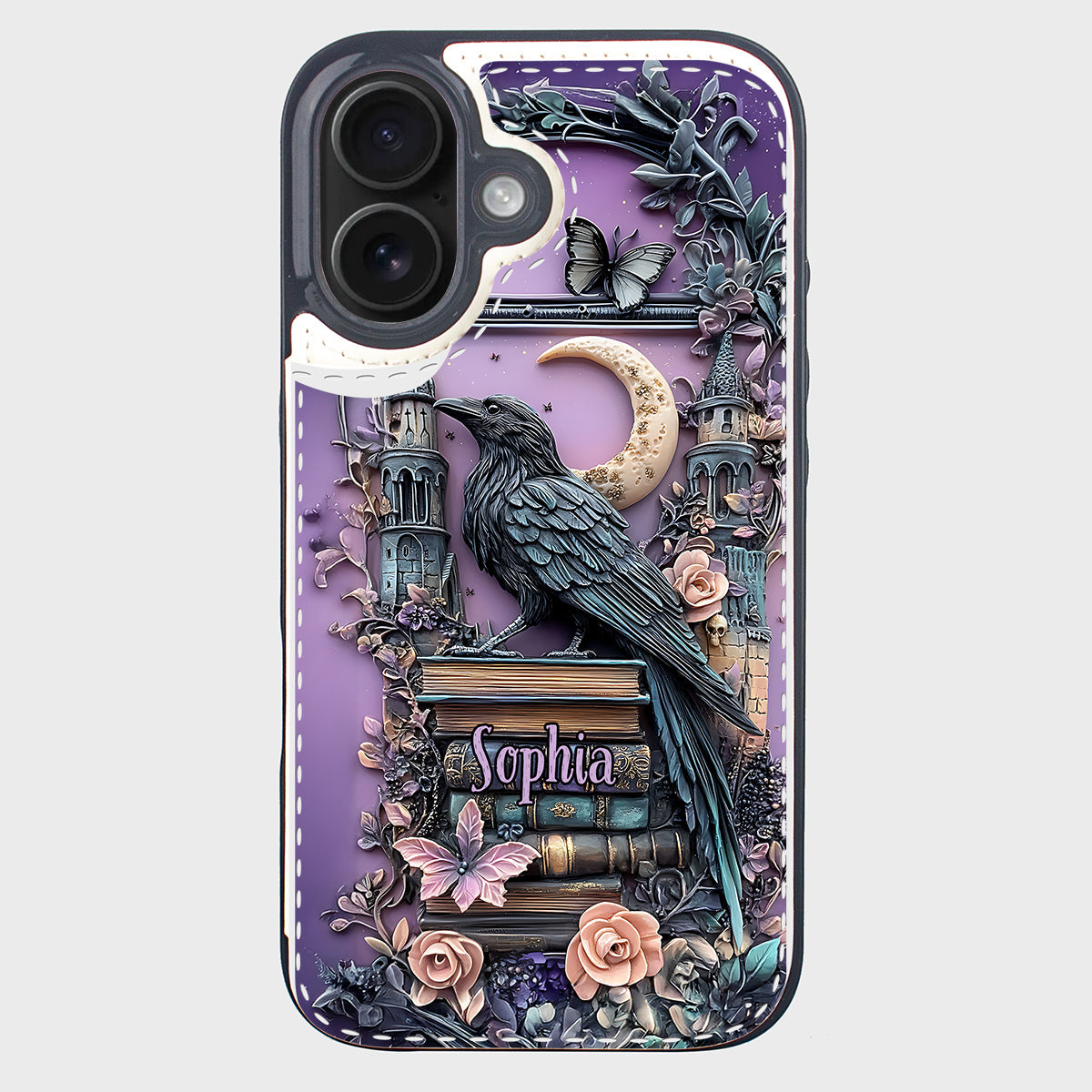 Dark Academia Buchleser – Personalisierte, faltbare Handyhülle im Buchformat