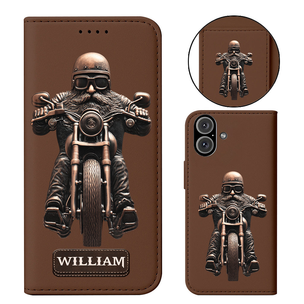 Never Underestimate An Old Man With A Motorcycle - Personalized Biker Wallet Phone Case With Strap