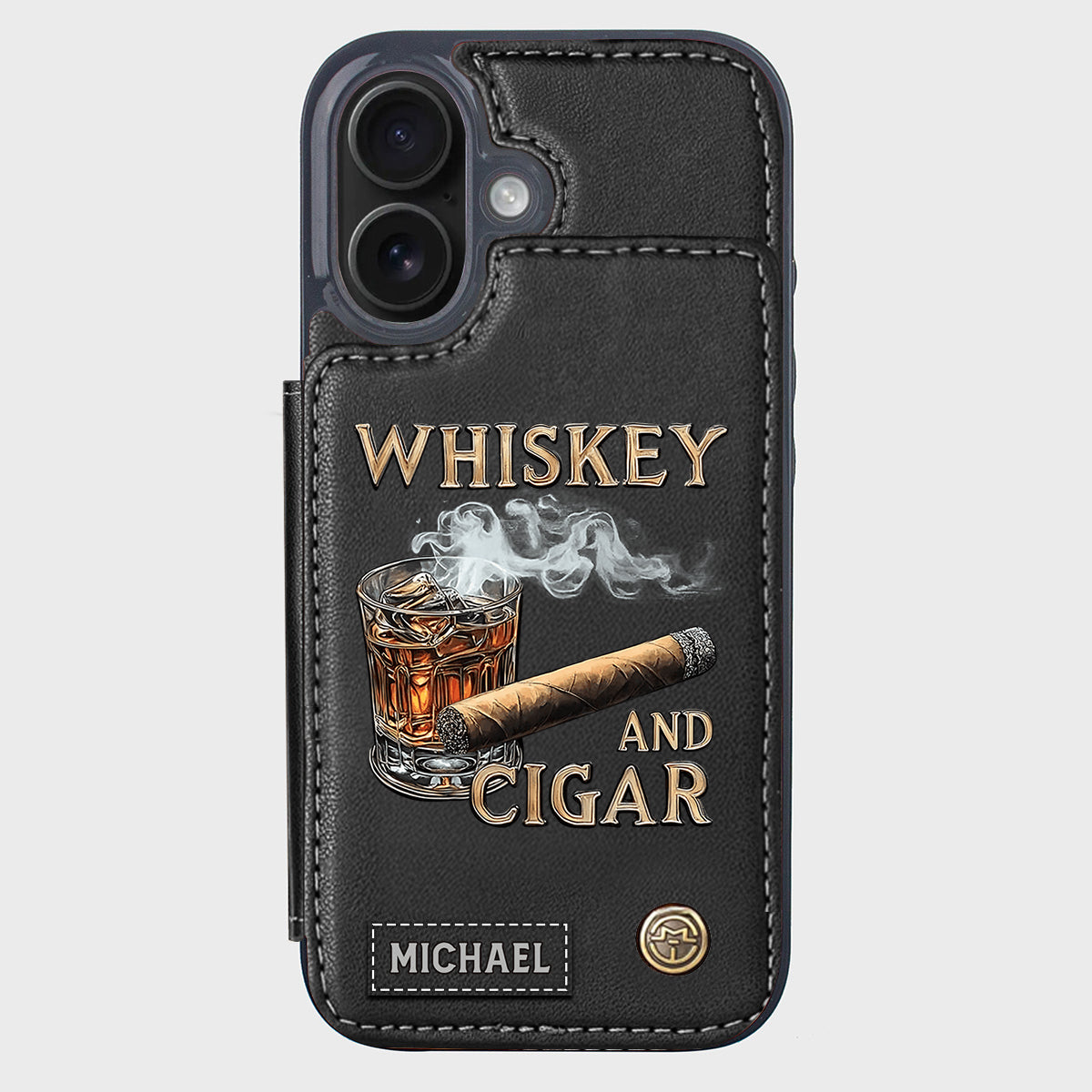 Whiskey And Cigar - Personalized Whisky Wallet Phone Case