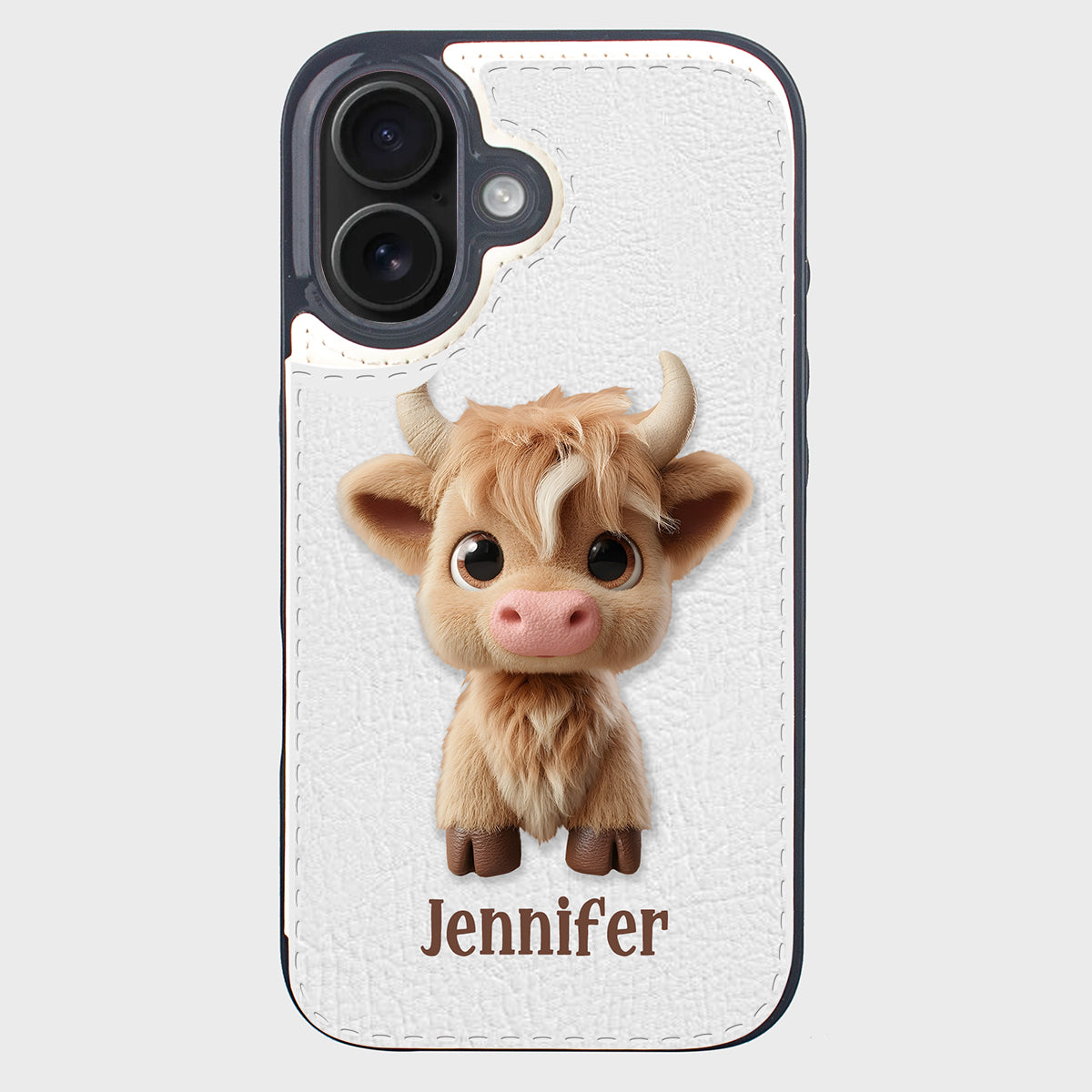 Niedliche Hochlandkuh – Personalisierte, faltbare Handyhülle mit Hochlandkuhmotiv