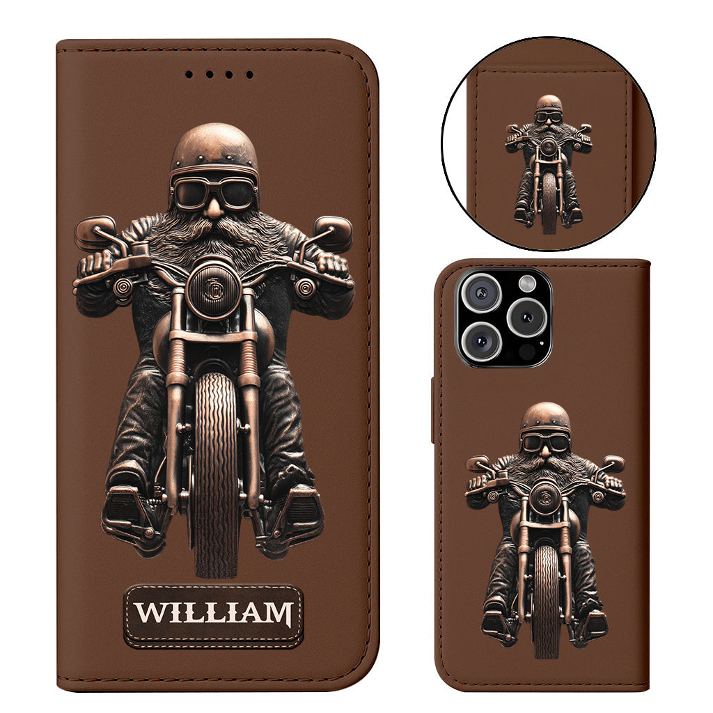 Never Underestimate An Old Man With A Motorcycle - Personalized Biker Wallet Phone Case With Strap