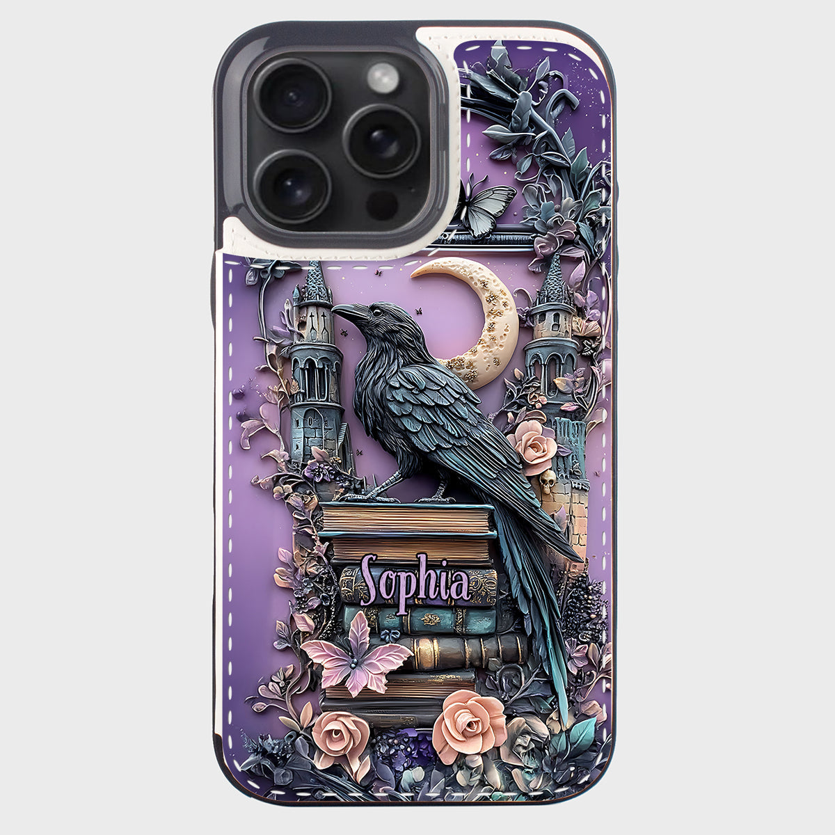 Dark Academia Buchleser – Personalisierte, faltbare Handyhülle im Buchformat