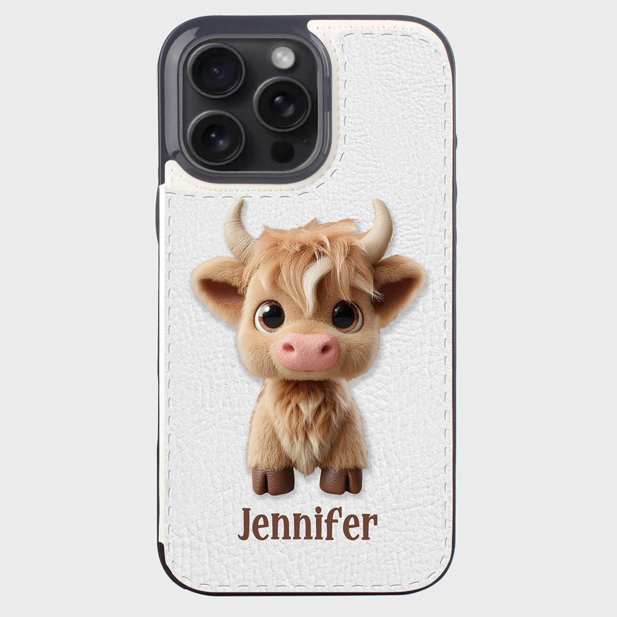 Niedliche Hochlandkuh – Personalisierte, faltbare Handyhülle mit Hochlandkuhmotiv
