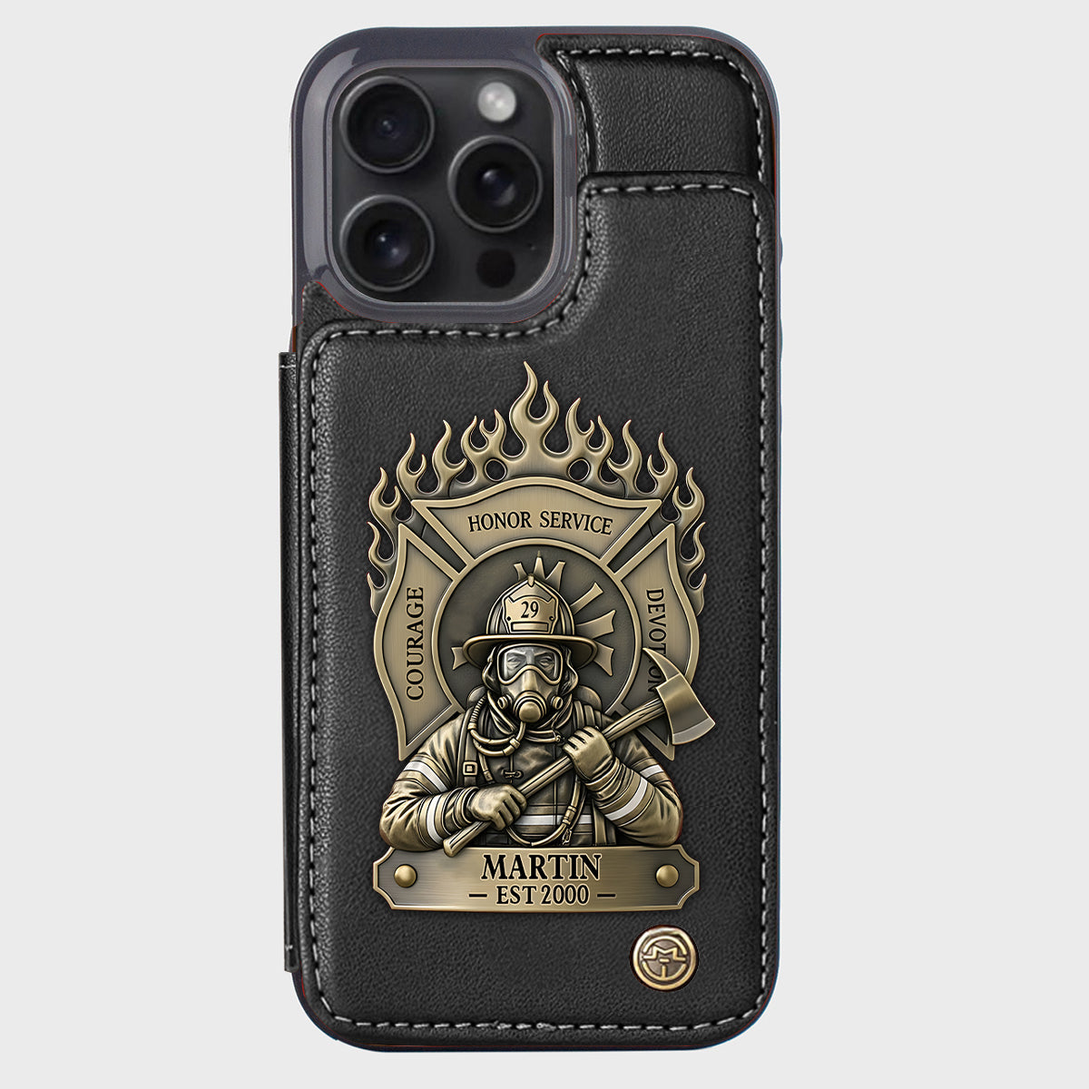 Stolzer Feuerwehrmann – Personalisierte Handyhülle mit Feuerwehrmotiv