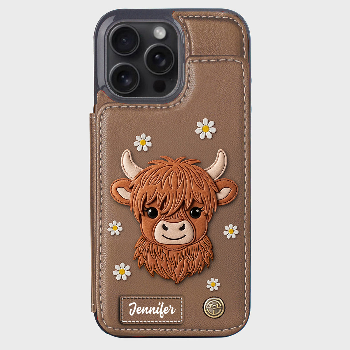 Adorable Highland Cow - Personalized Highland Cow Wallet Phone Case