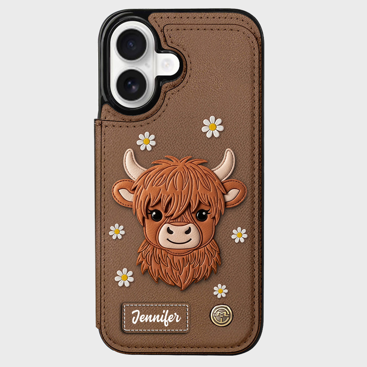 Adorable Highland Cow - Personalized Highland Cow Wallet Phone Case