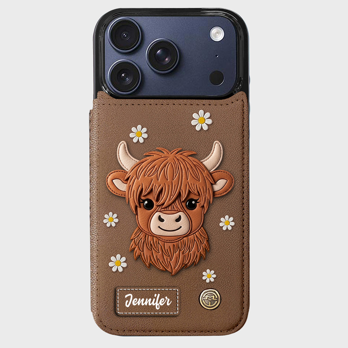 Adorable Highland Cow - Personalized Highland Cow Wallet Phone Case