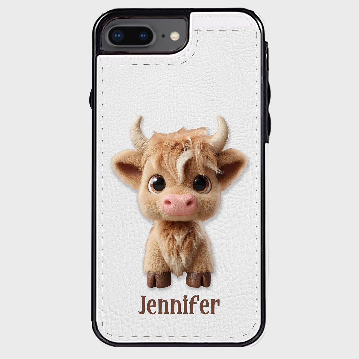 Niedliche Hochlandkuh – Personalisierte, faltbare Handyhülle mit Hochlandkuhmotiv