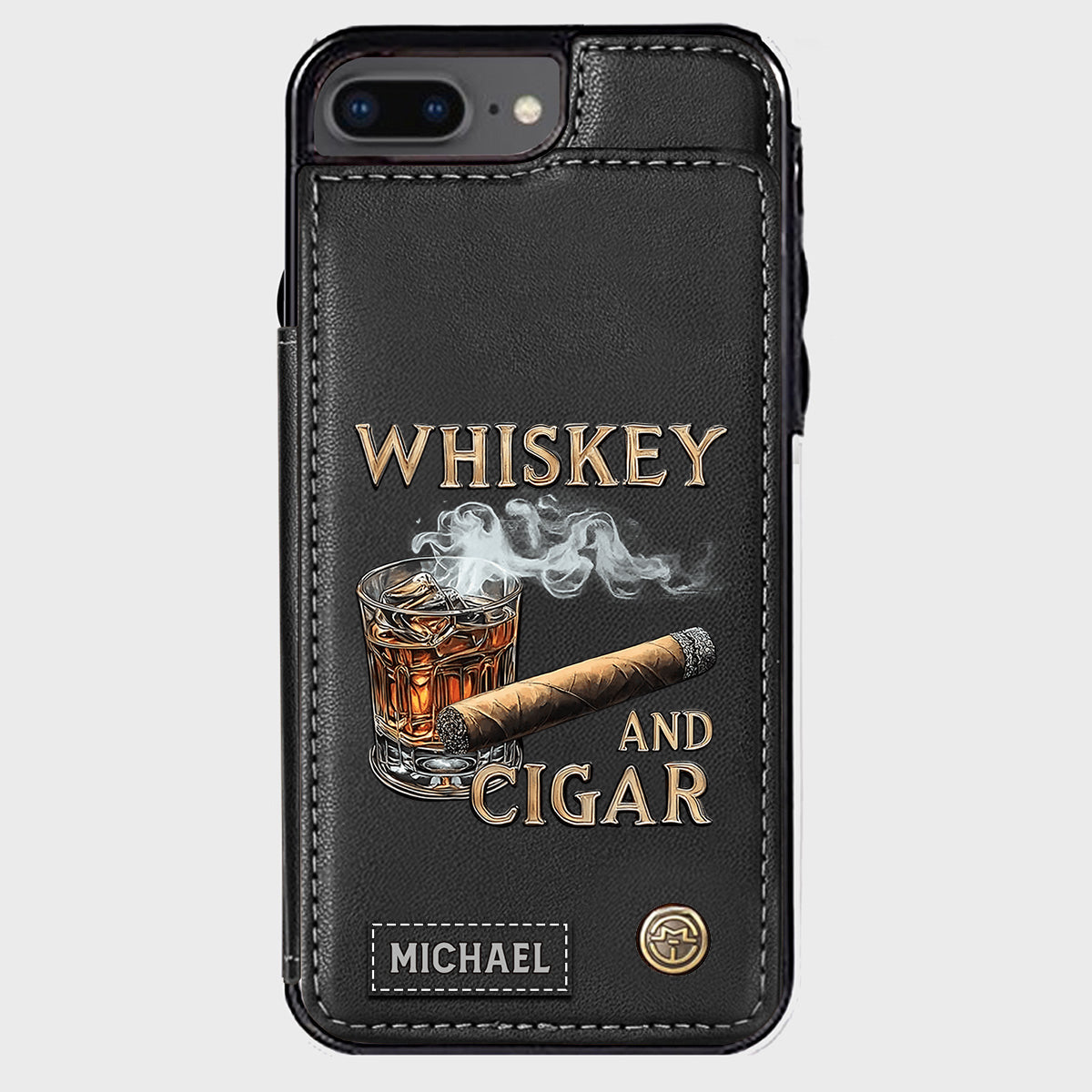 Whiskey And Cigar - Personalized Whisky Wallet Phone Case