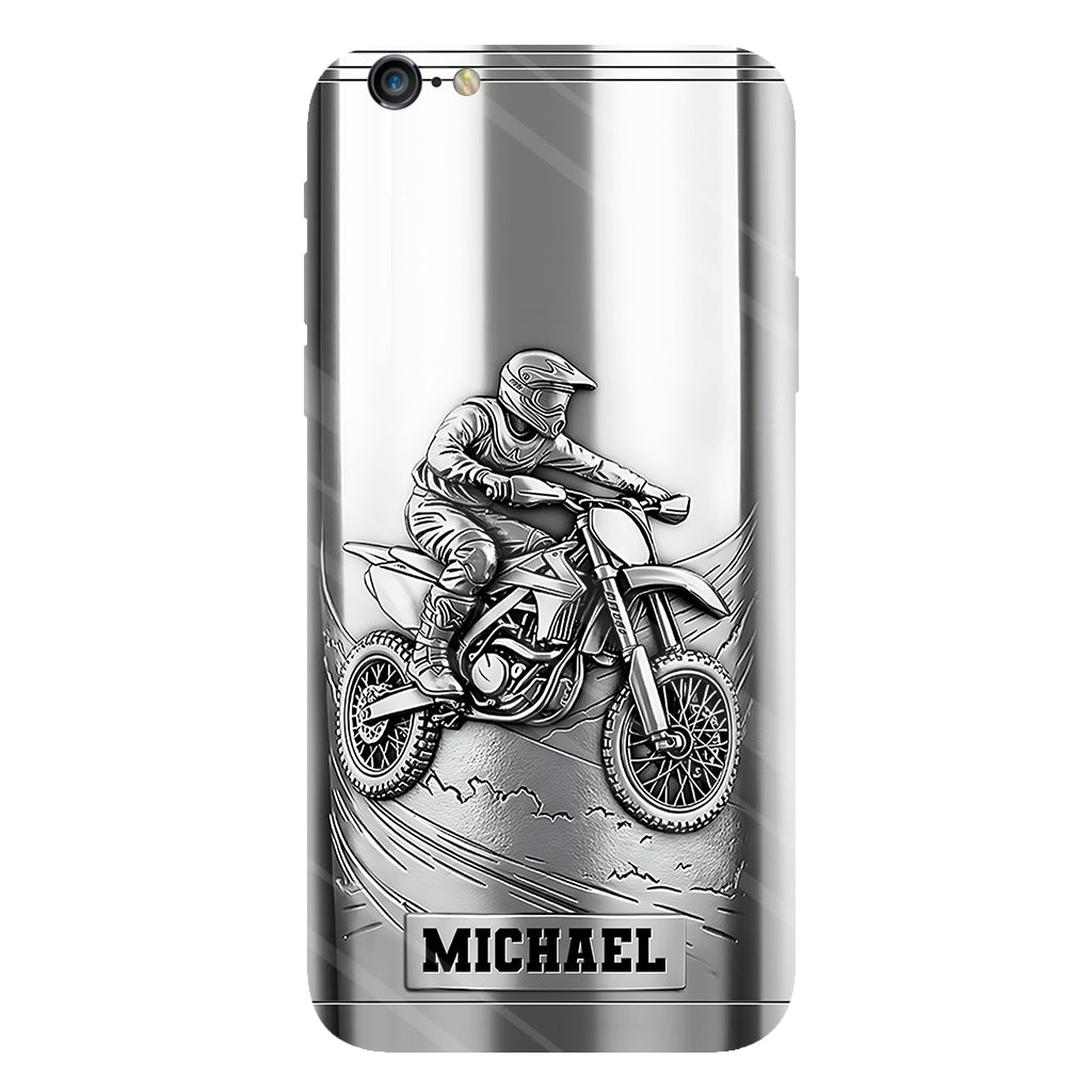 Handyhülle mit Metallic-Motiv (Dirtbike/Motocross) – Personalisierte Dirtbike-Handyhülle mit Vollbilddruck