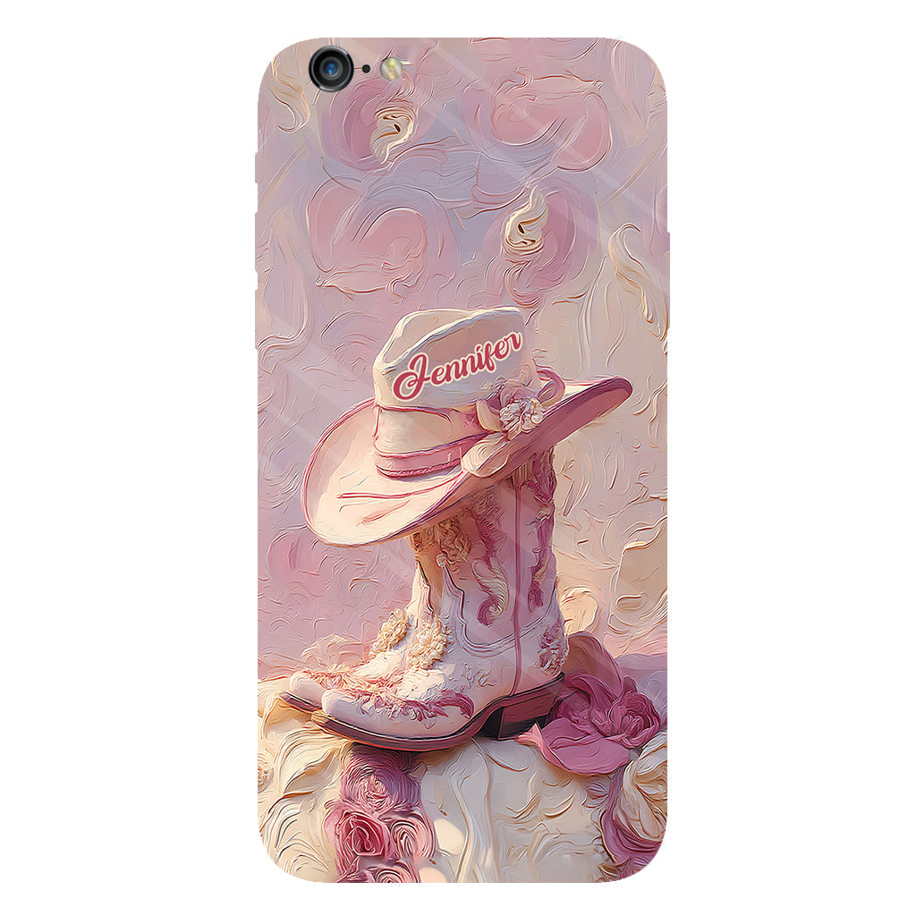 Pink Cowgirl - Personalized Cowgirl Full Print Phone Case & Phone Grip
