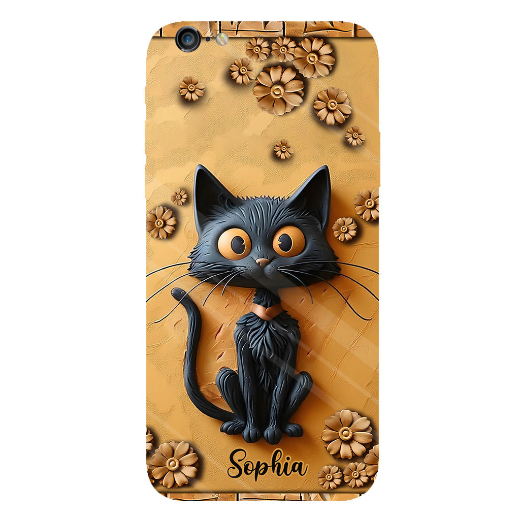 Cute Black Cat - Personalized Black Cat Full Print Phone Case