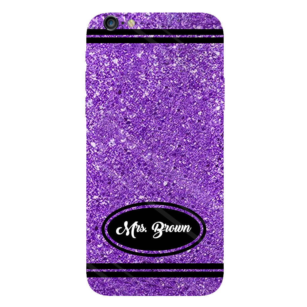 Artificial Glitter Crayon Design - Personalized Teacher Full Print Phone Case & Phone Grip