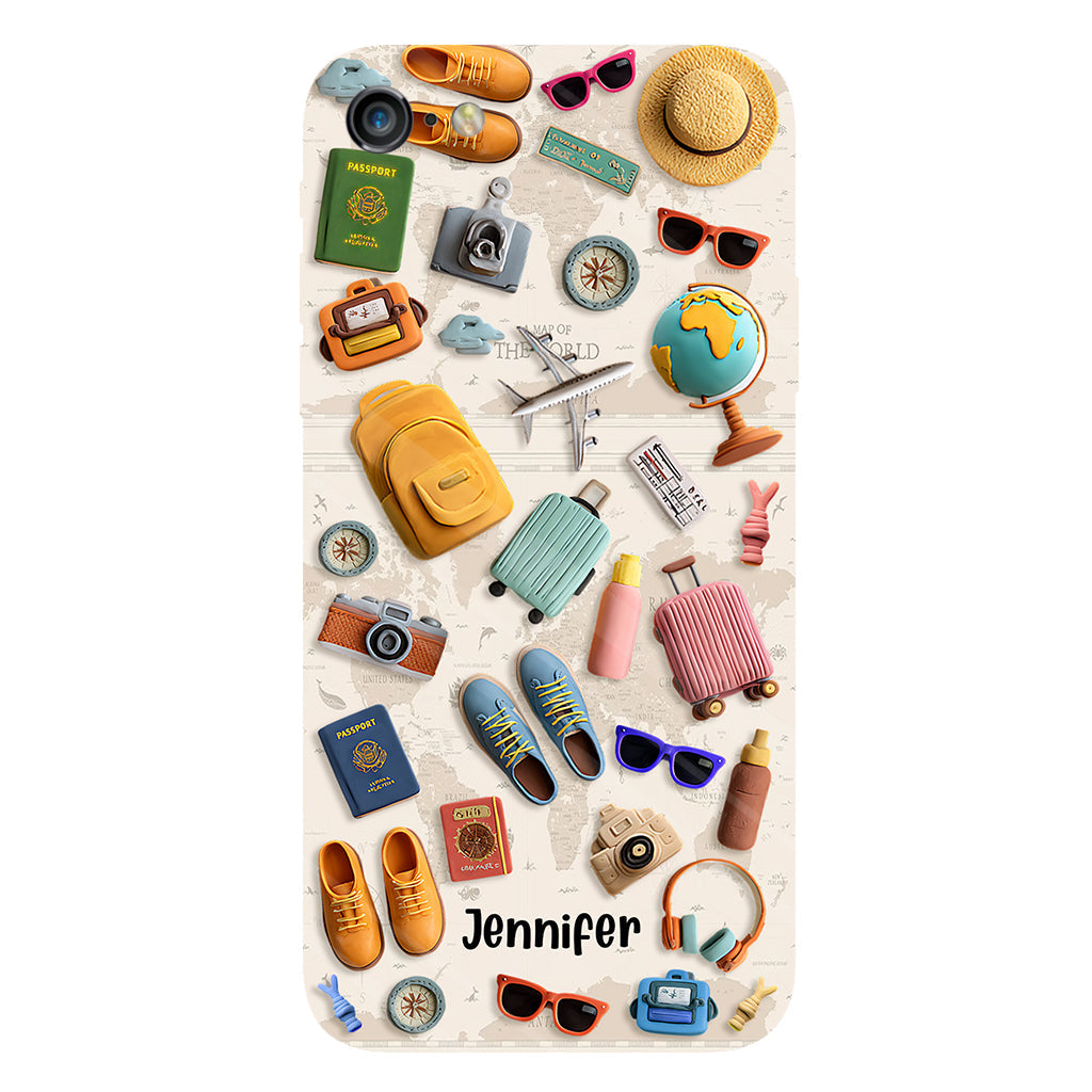 Einfach ein Mädchen, das Reisen liebt – Personalisierte Handyhülle mit Reisemotiv und Vollbilddruck
