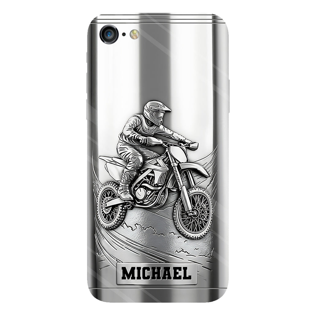 Handyhülle mit Metallic-Motiv (Dirtbike/Motocross) – Personalisierte Dirtbike-Handyhülle mit Vollbilddruck