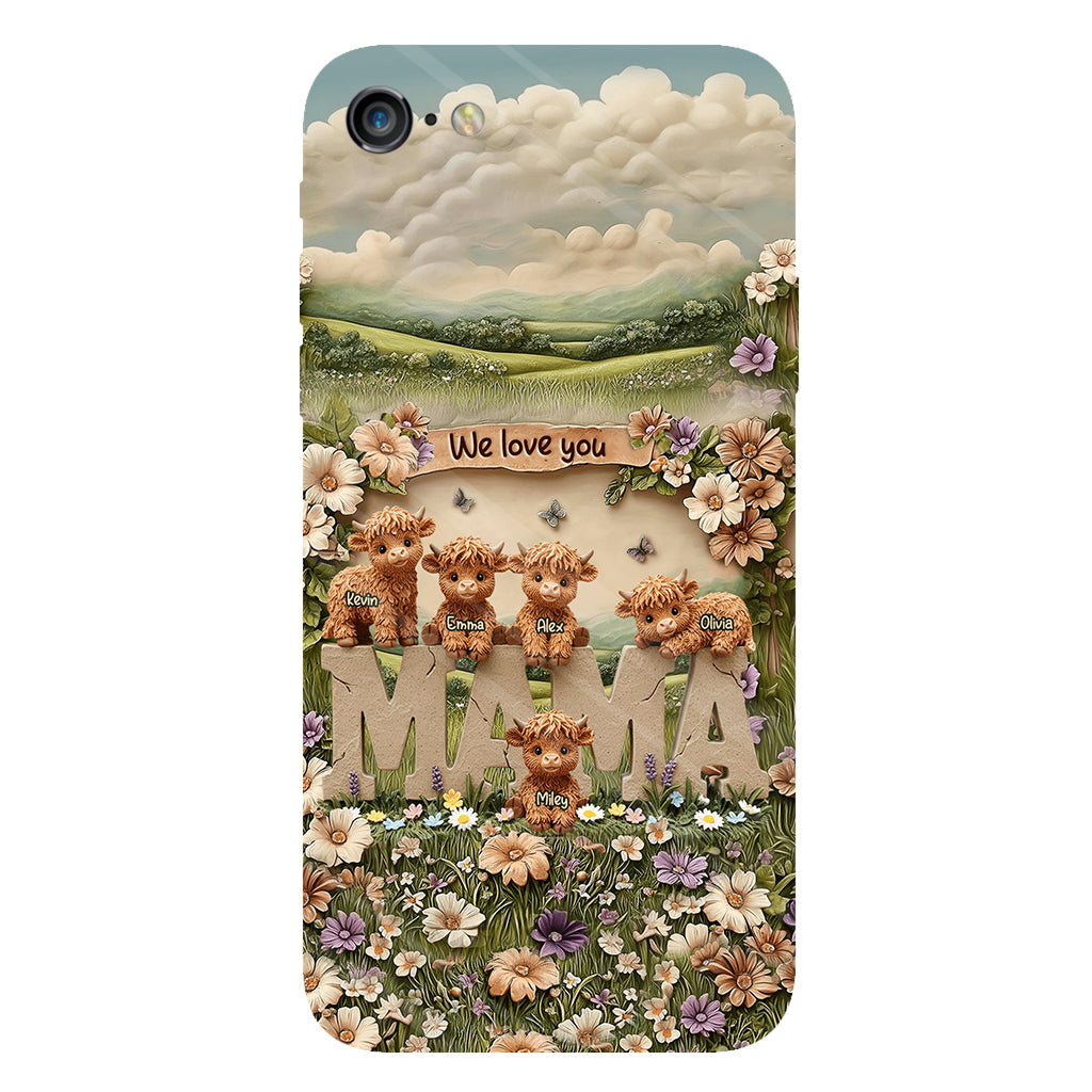 Niedliche Hochlandrind-Mama, Oma – Personalisierte Handyhülle mit Muttermotiv