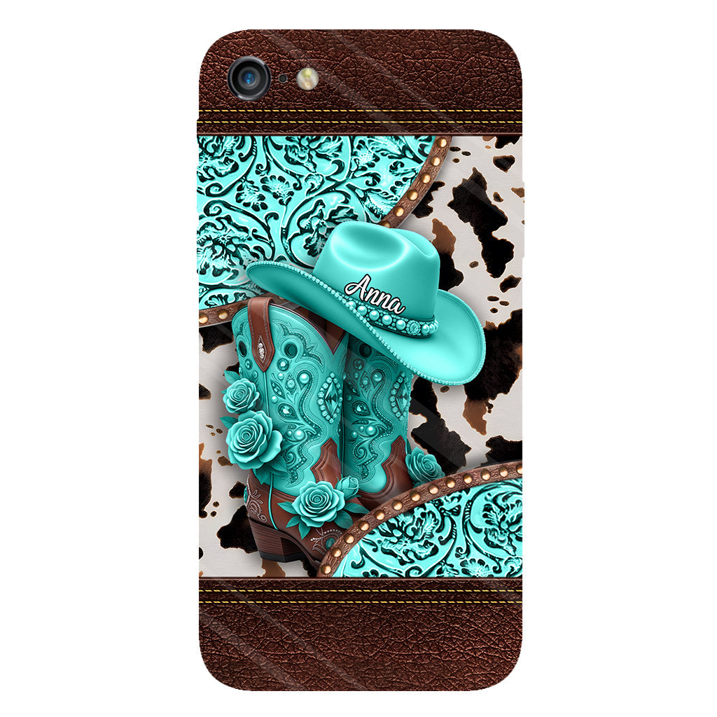 Western-Cowgirl-Stiefel – Personalisierte Handyhülle mit Cowgirl-Vollprint