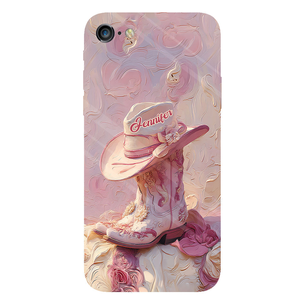 Pink Cowgirl - Personalized Cowgirl Full Print Phone Case & Phone Grip