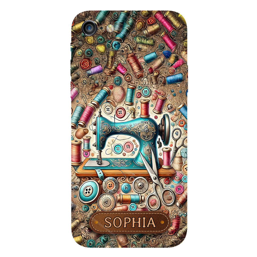 Ich liebe Nähen – Personalisierte Handyhülle mit Nähmotiv