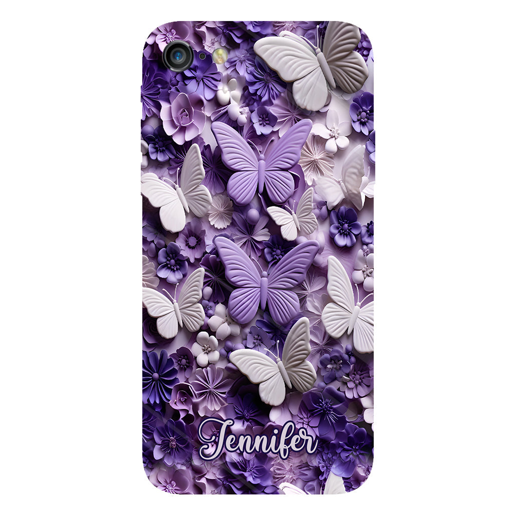 Lila Schmetterlinge – Personalisierte Handyhülle mit Schmetterlingsmotiv