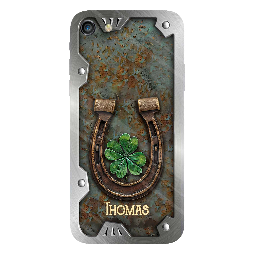 Lucky Horseshoe Shamrock – Personalisierte Handyhülle mit Pferdemotiv