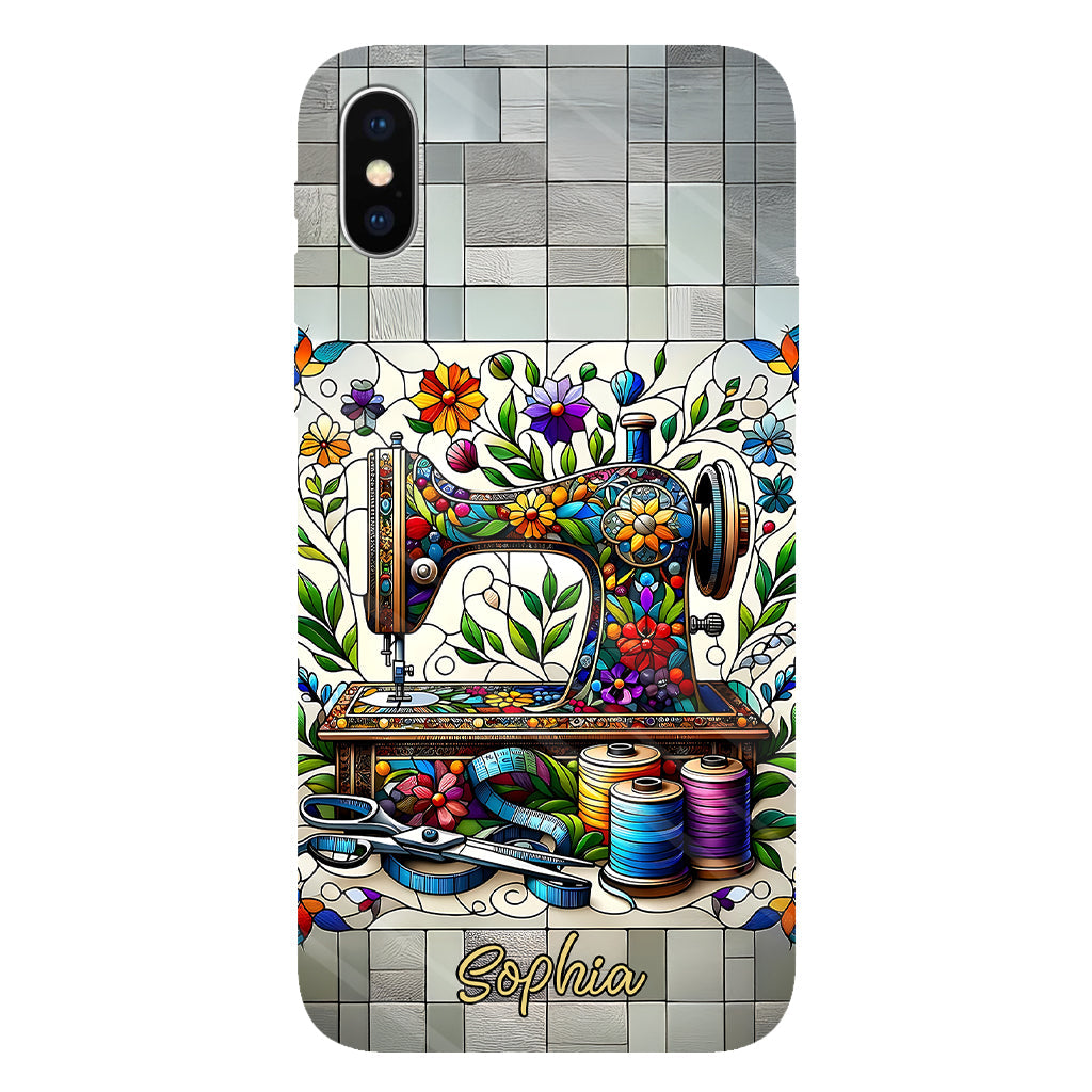 Ich liebe Nähen – Personalisierte Handyhülle mit Nähmotiv