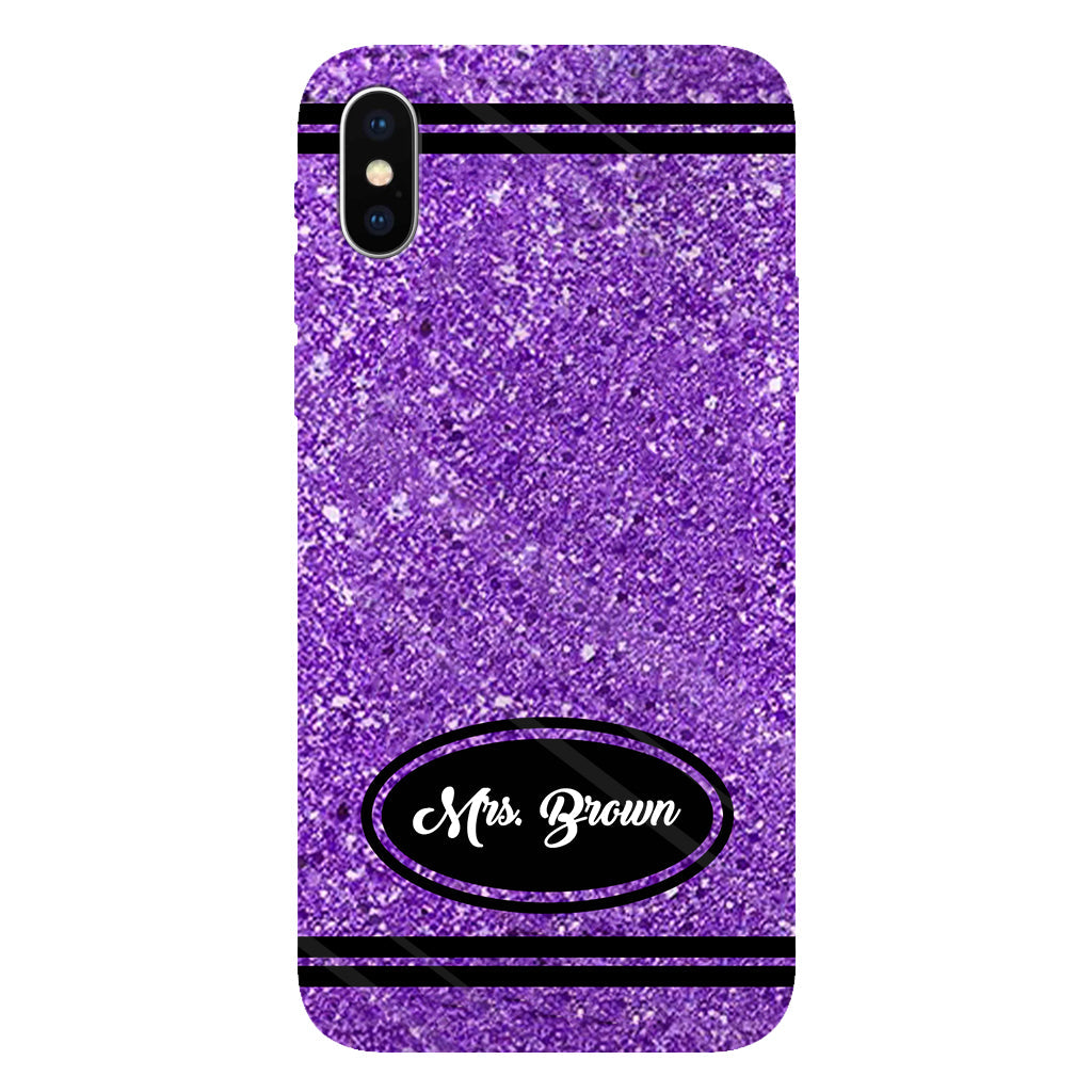 Artificial Glitter Crayon Design - Personalized Teacher Full Print Phone Case & Phone Grip