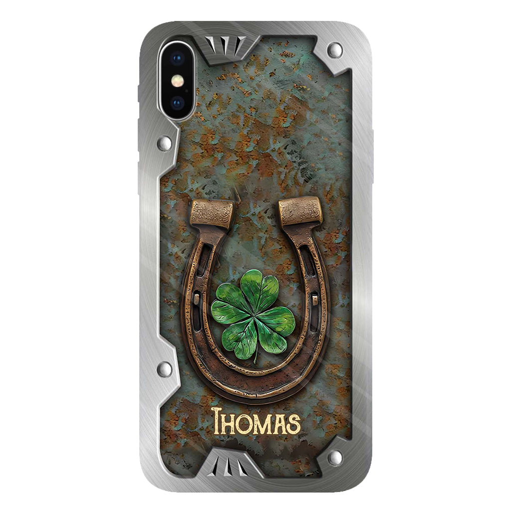 Lucky Horseshoe Shamrock – Personalisierte Handyhülle mit Pferdemotiv