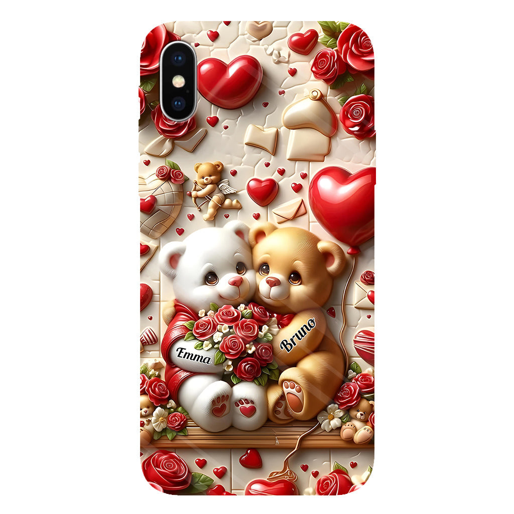 Cute Bear Couple - Personalized Couple Full Print Phone Case
