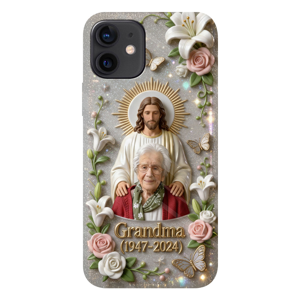 Gedenkgeschenk für einen geliebten Menschen, Glaube an Gott – personalisierte Handyhülle mit vollflächigem Gedenkdruck