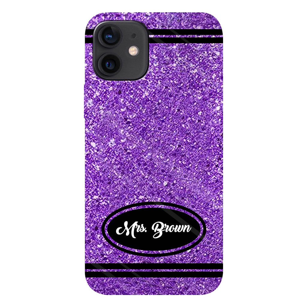 Artificial Glitter Crayon Design - Personalized Teacher Full Print Phone Case & Phone Grip