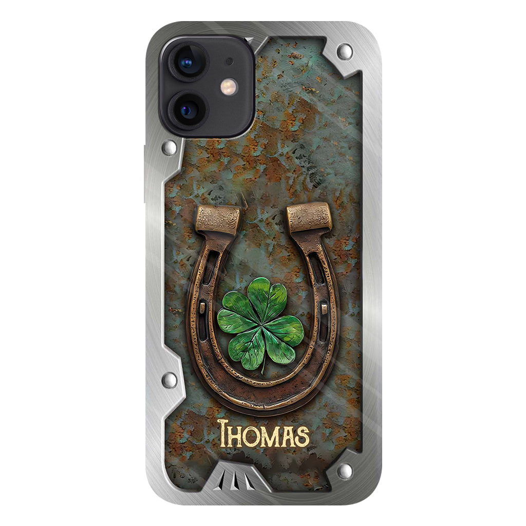 Lucky Horseshoe Shamrock – Personalisierte Handyhülle mit Pferdemotiv