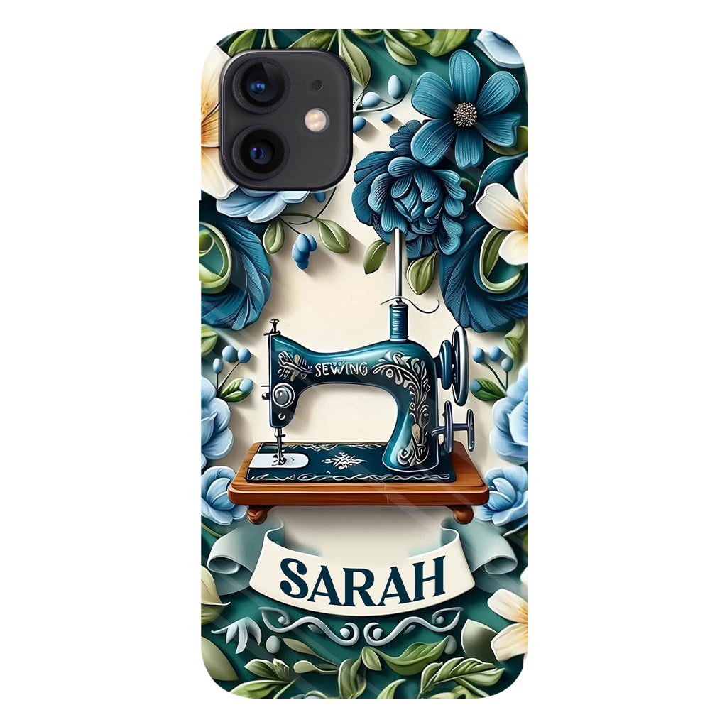 Blue Sewing Machine - Personalized Sewing Full Print Phone Case