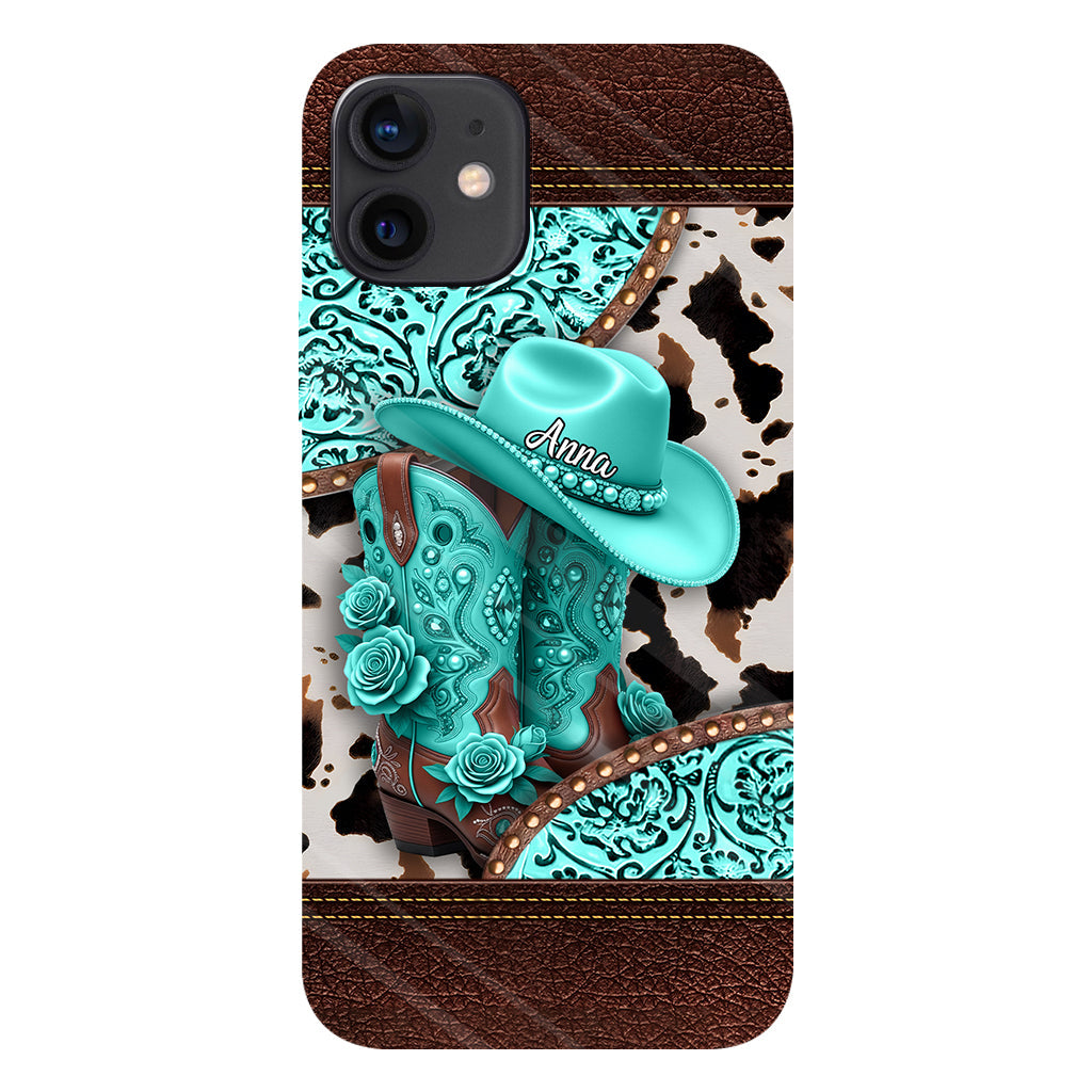 Western-Cowgirl-Stiefel – Personalisierte Handyhülle mit Cowgirl-Vollprint
