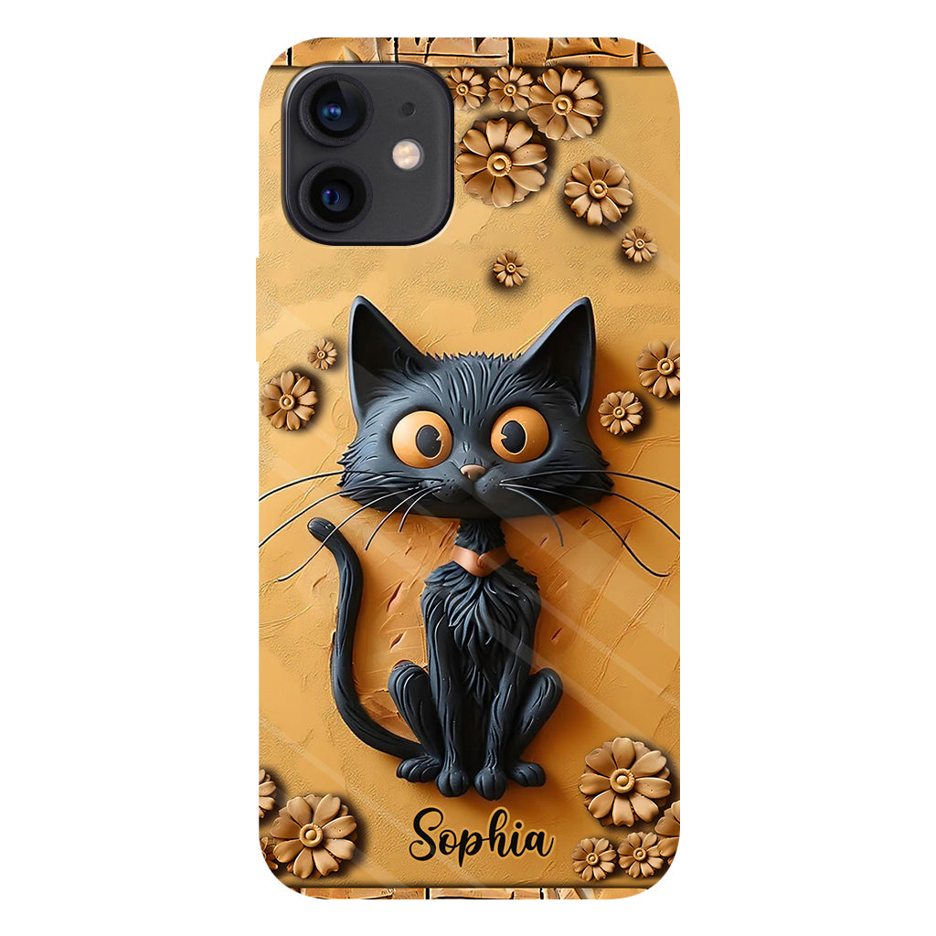 Cute Black Cat - Personalized Black Cat Full Print Phone Case