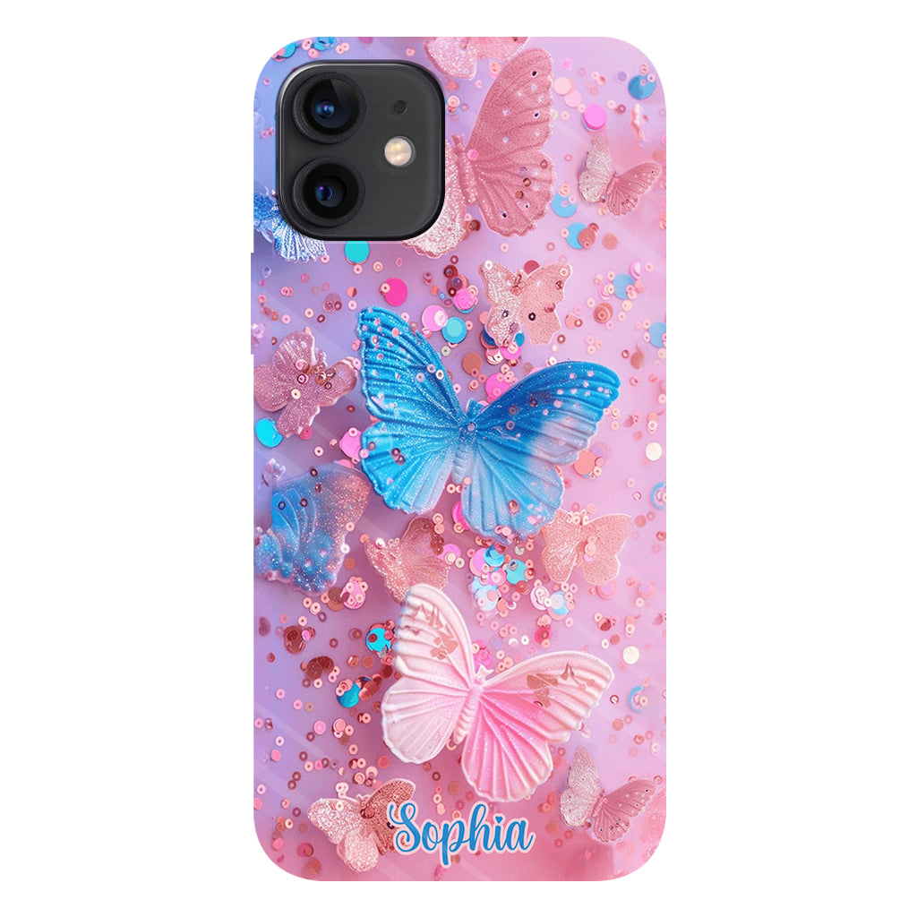 Sparkle Butterflies - Personalized Butterfly Full Print Phone Case