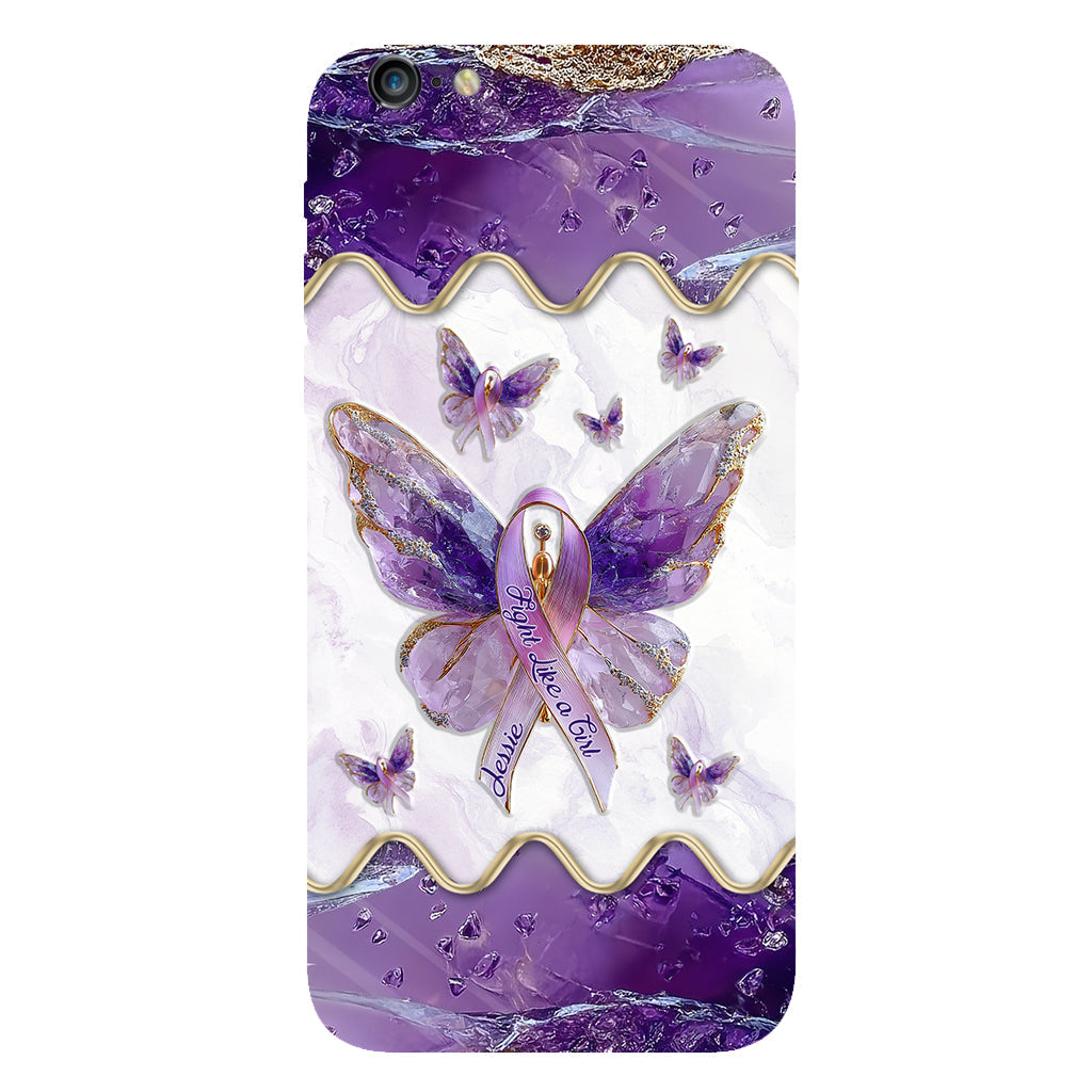 Kämpfe wie ein Mädchen – Personalisierte Handyhülle mit Lupus-Aufklärung und vollflächigem Aufdruck