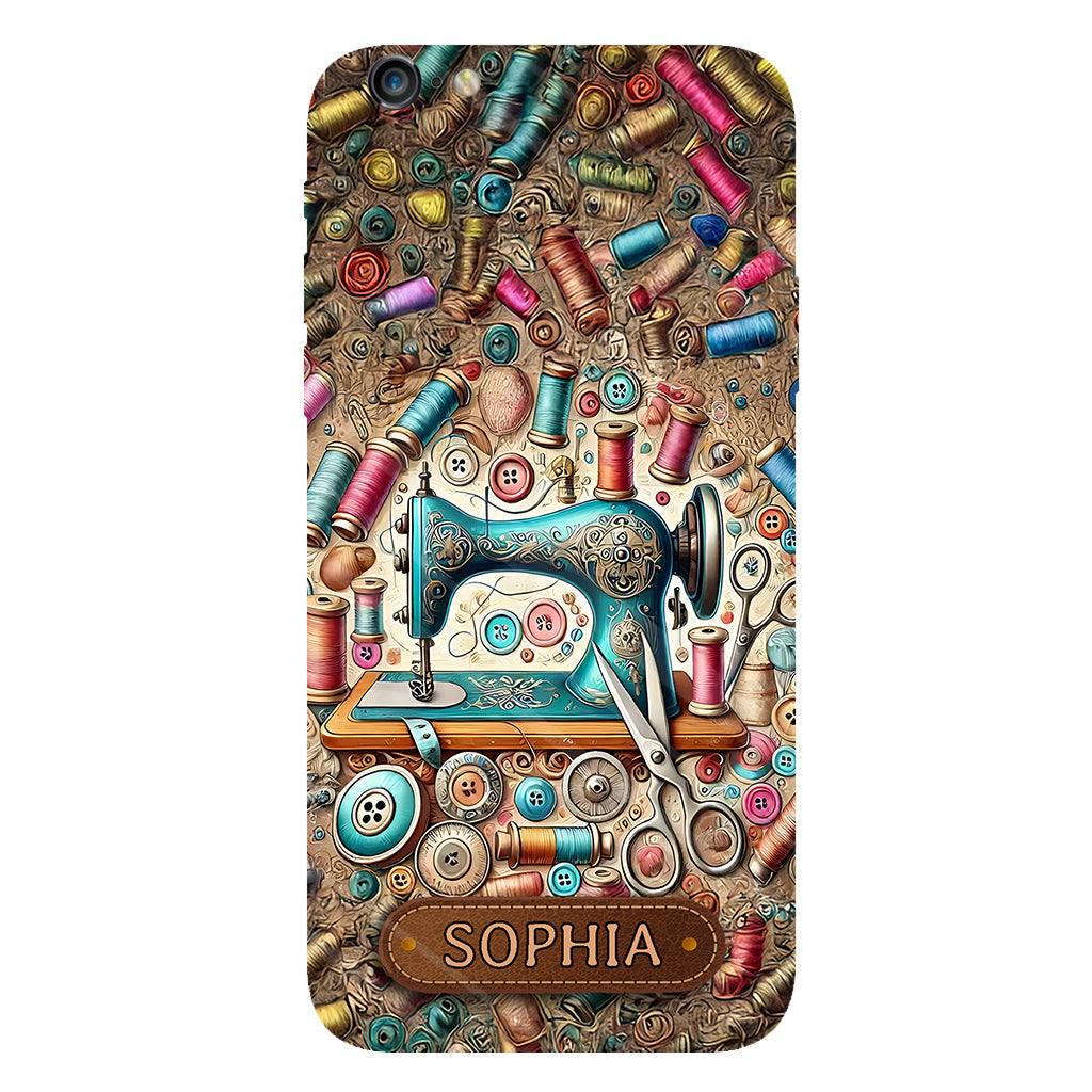 Ich liebe Nähen – Personalisierte Handyhülle mit Nähmotiv