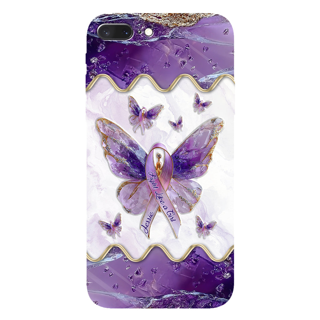 Kämpfe wie ein Mädchen – Personalisierte Handyhülle mit Lupus-Aufklärung und vollflächigem Aufdruck