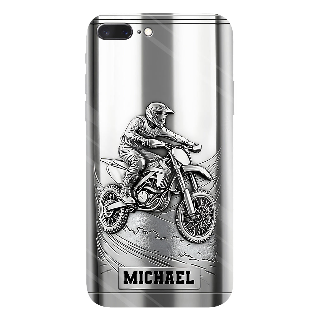 Handyhülle mit Metallic-Motiv (Dirtbike/Motocross) – Personalisierte Dirtbike-Handyhülle mit Vollbilddruck