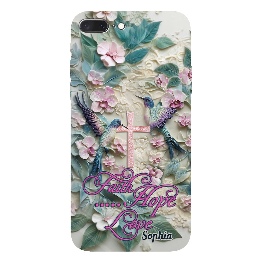 Glaube, Hoffnung, Liebe – Personalisierte Handyhülle mit Kolibri-Vollbild