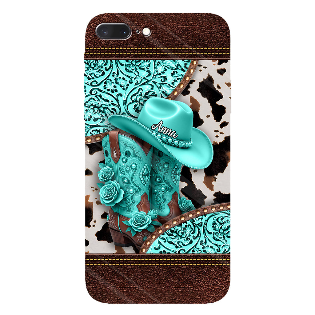 Western-Cowgirl-Stiefel – Personalisierte Handyhülle mit Cowgirl-Vollprint
