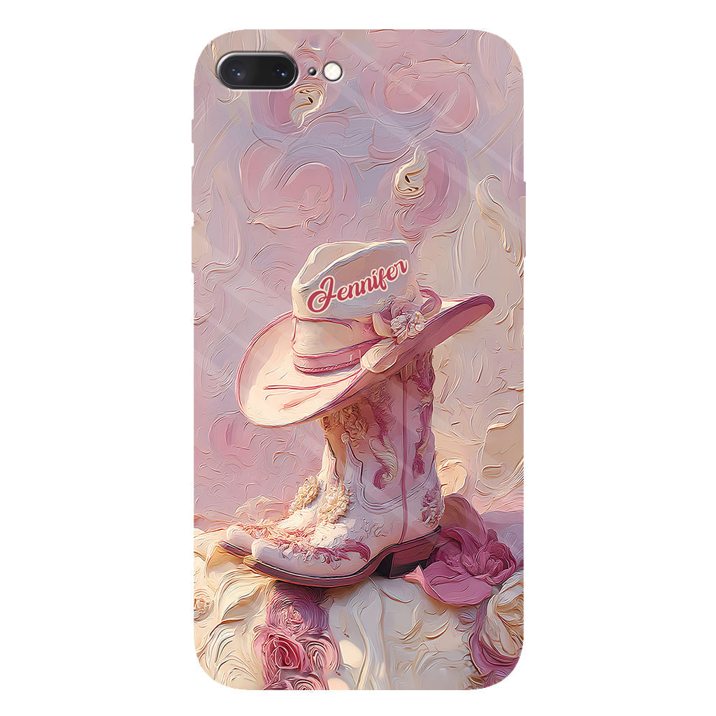 Pink Cowgirl - Personalized Cowgirl Full Print Phone Case & Phone Grip