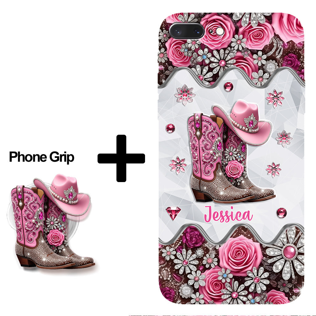 Cowgirl Boots - Personalized Cowgirl Full Print Phone Case & Phone Grip