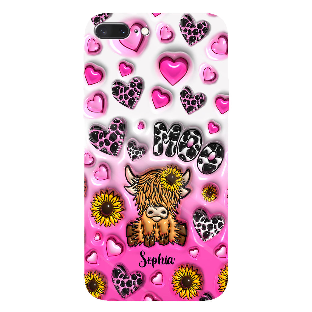 Sunflower Highland Cow - Personalized Full Print Phone Case